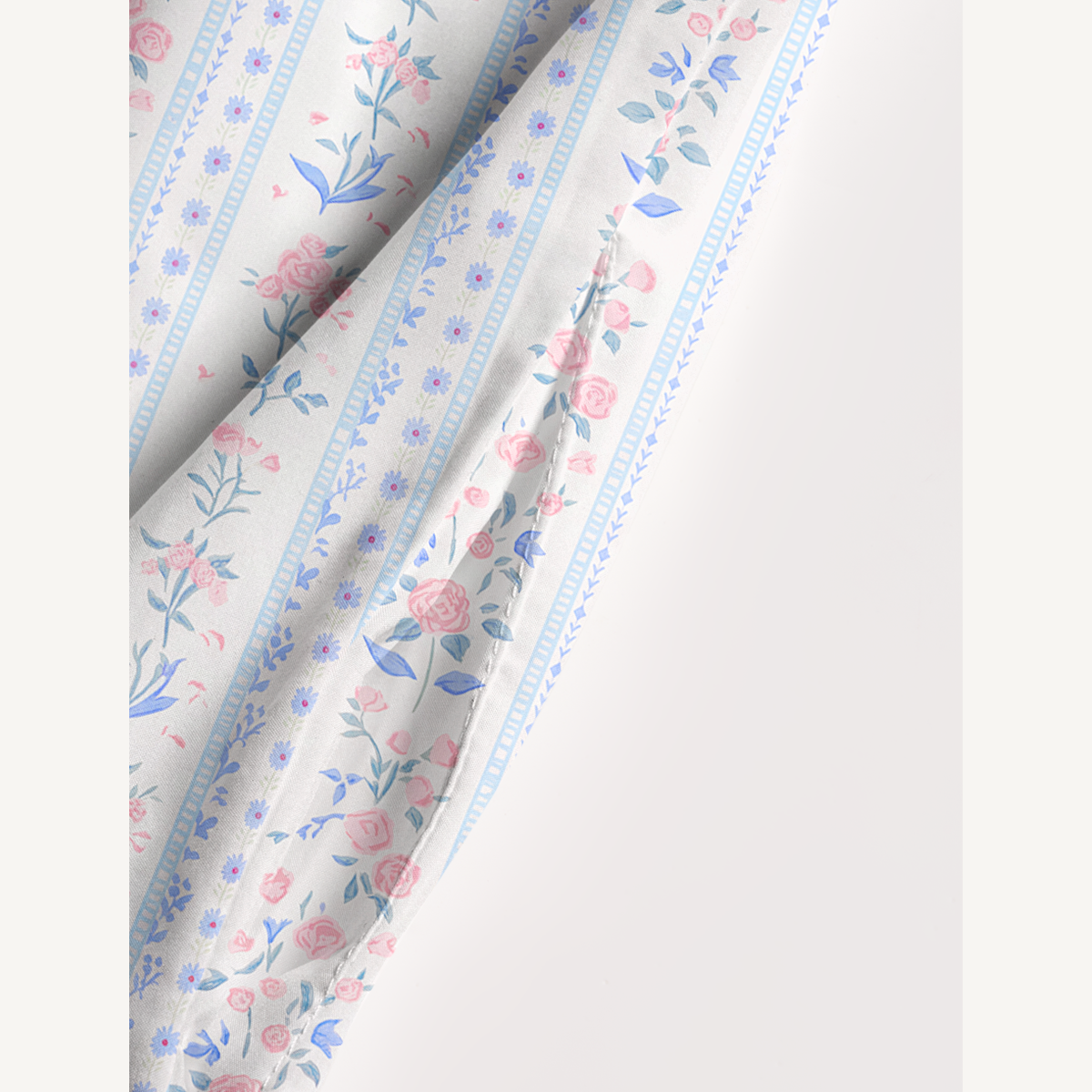 Square Neck Blue Rose Print Slip Dress