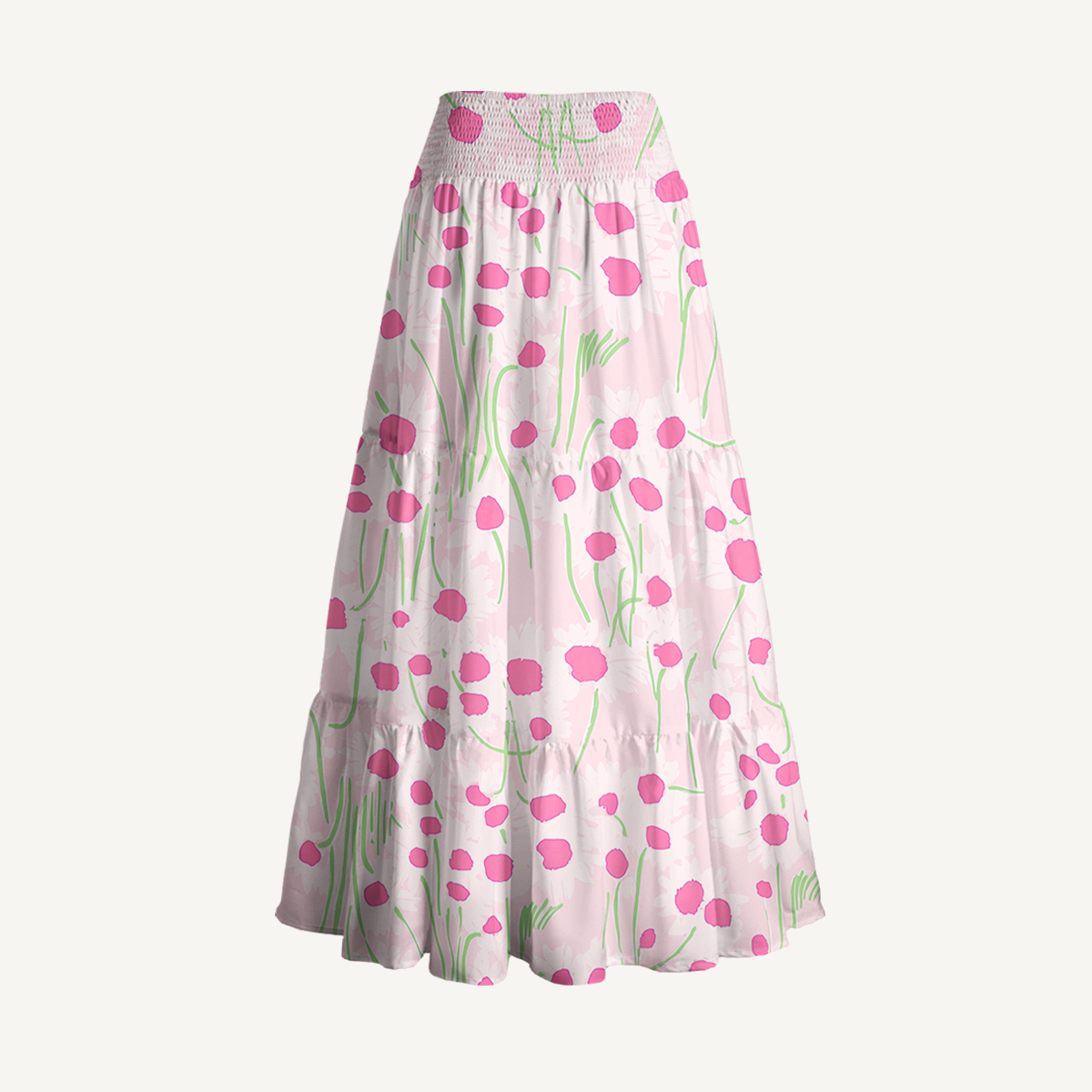 Pink Daisy Print Maxi Skirt