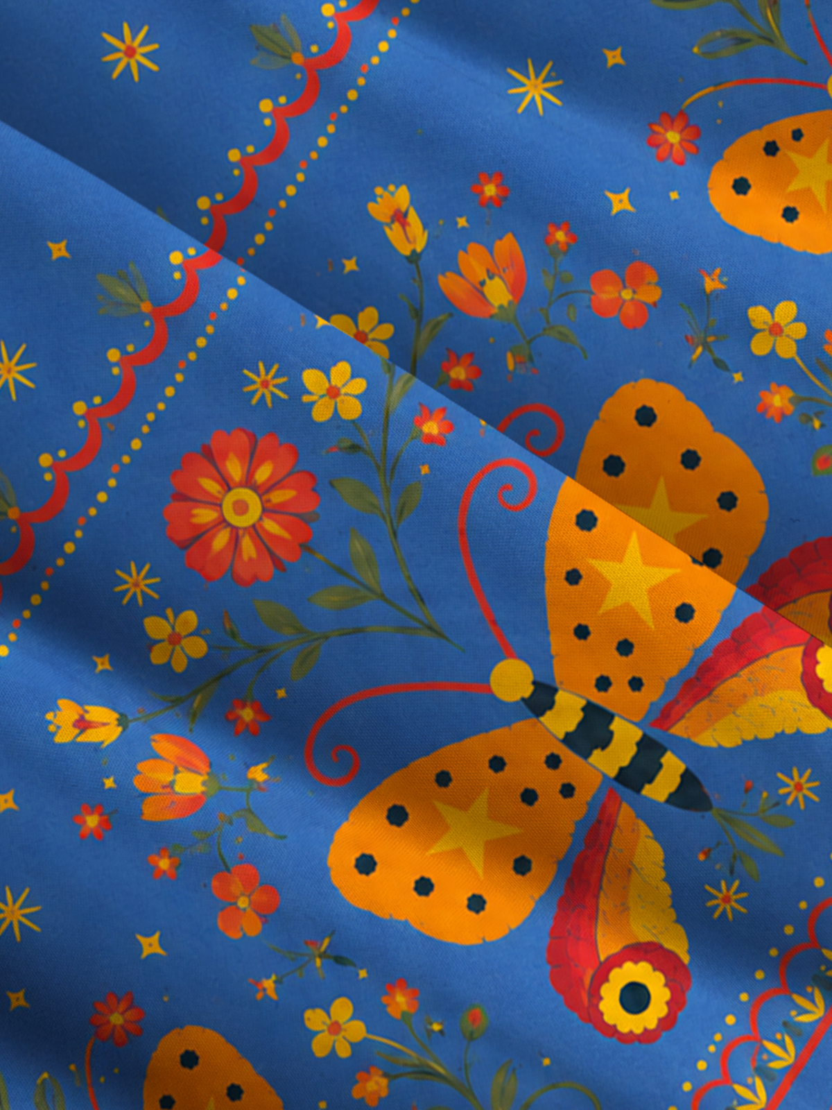 Starlit Butterfly Bloom Print Wide Straps Maxi Dress With Pockets