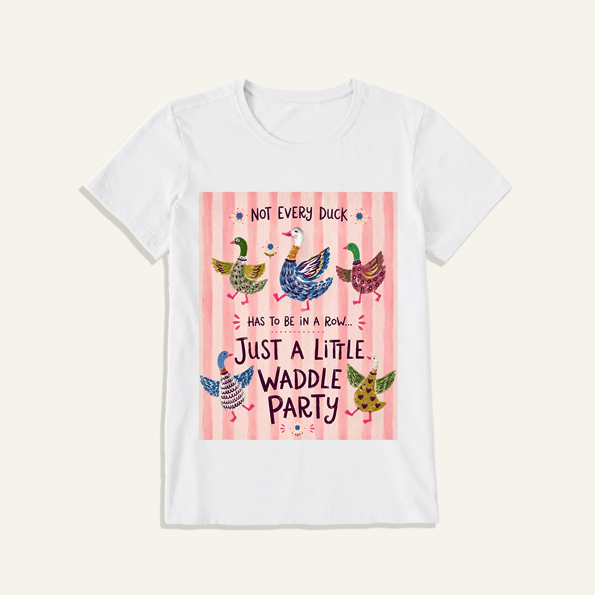 Waddle Party Print Crew Neck Cotton Tee