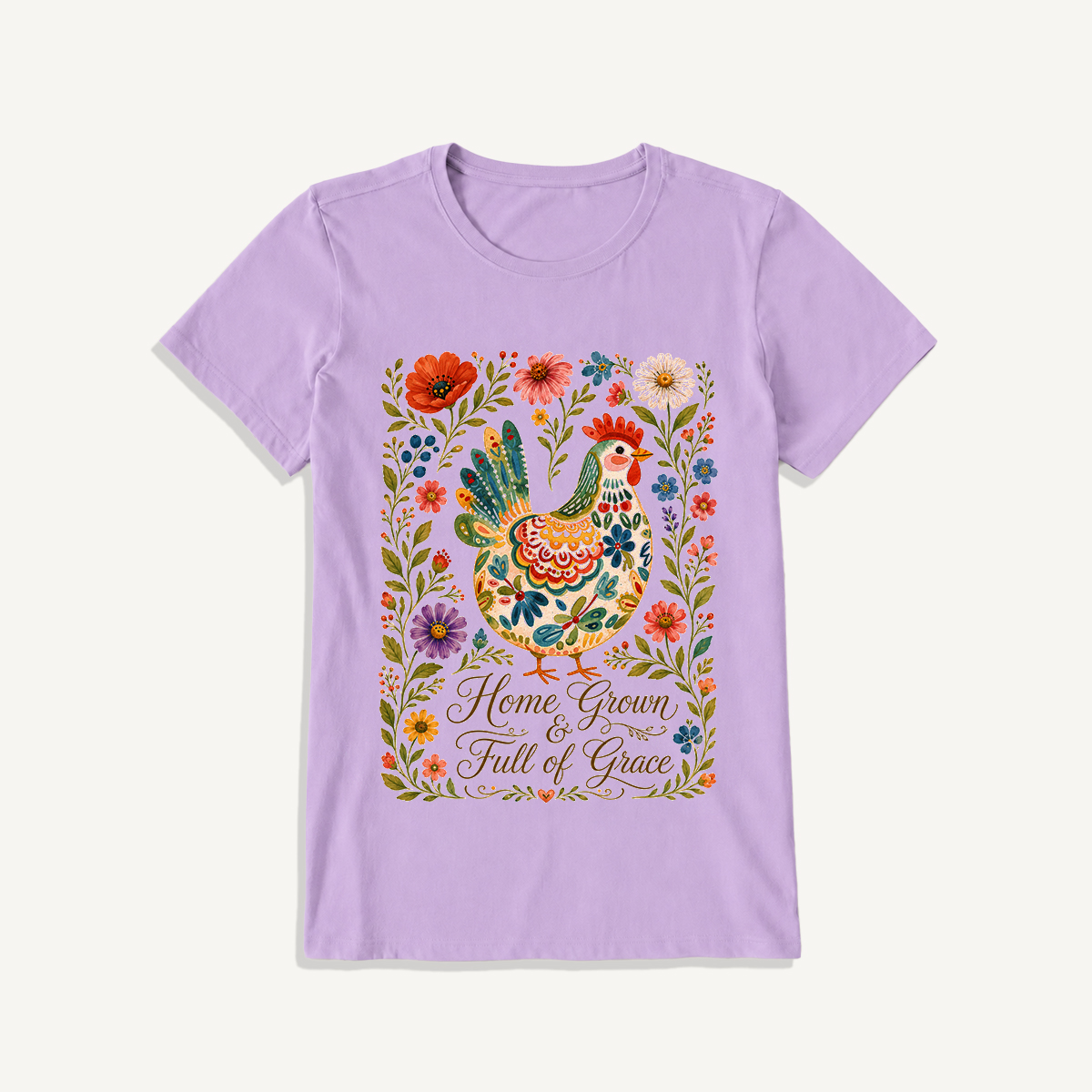 Vintage Hen Breed Guide Print Crew Neck Cotton Tee