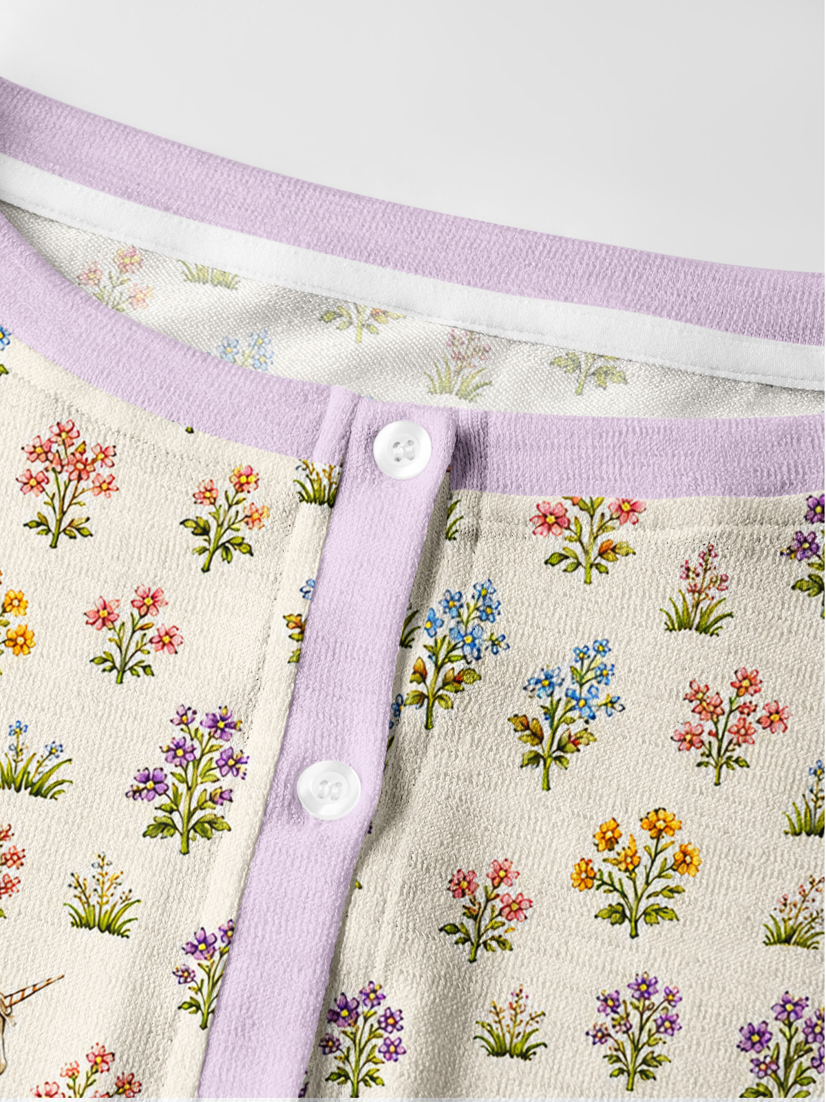 Lightweight Crew Neck Long‑Sleeve Cropped Enchanted Unicorn Garden Print Fine‑Knit Cardigan