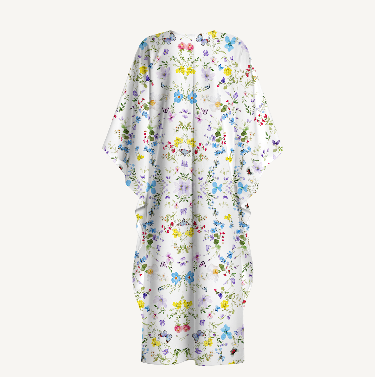  V‑Neck Butterfly Trail Kimono Sleeve Kaftan Dress