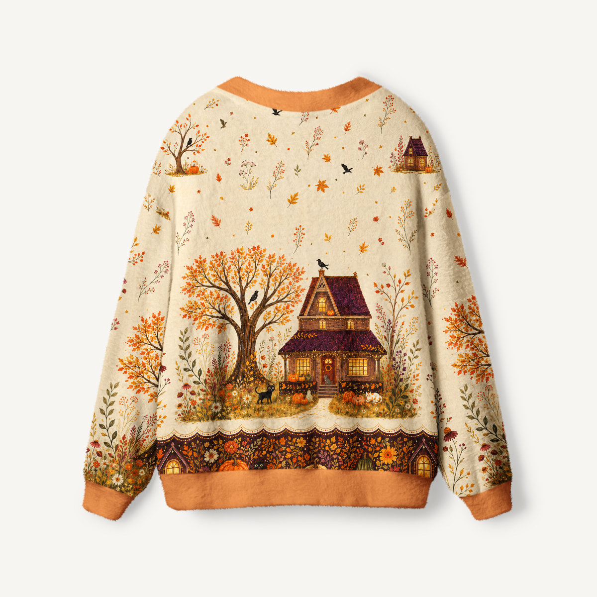 Autumn Cottage Garden Print Ugly Cardigan Sweaters