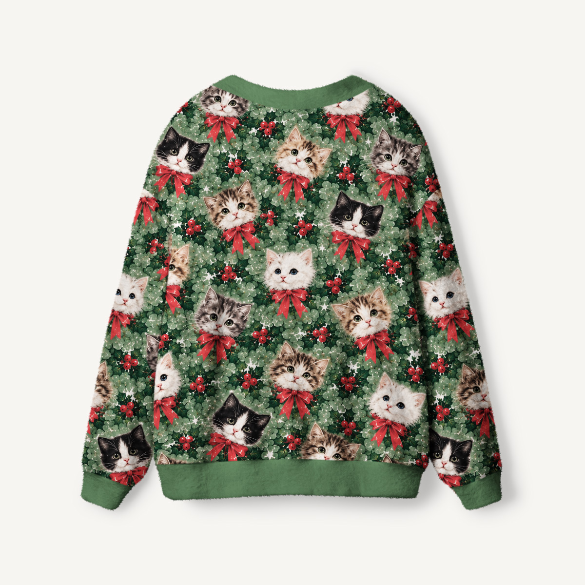 Holly Jolly Christmas Cats Print Cardigan Sweaters