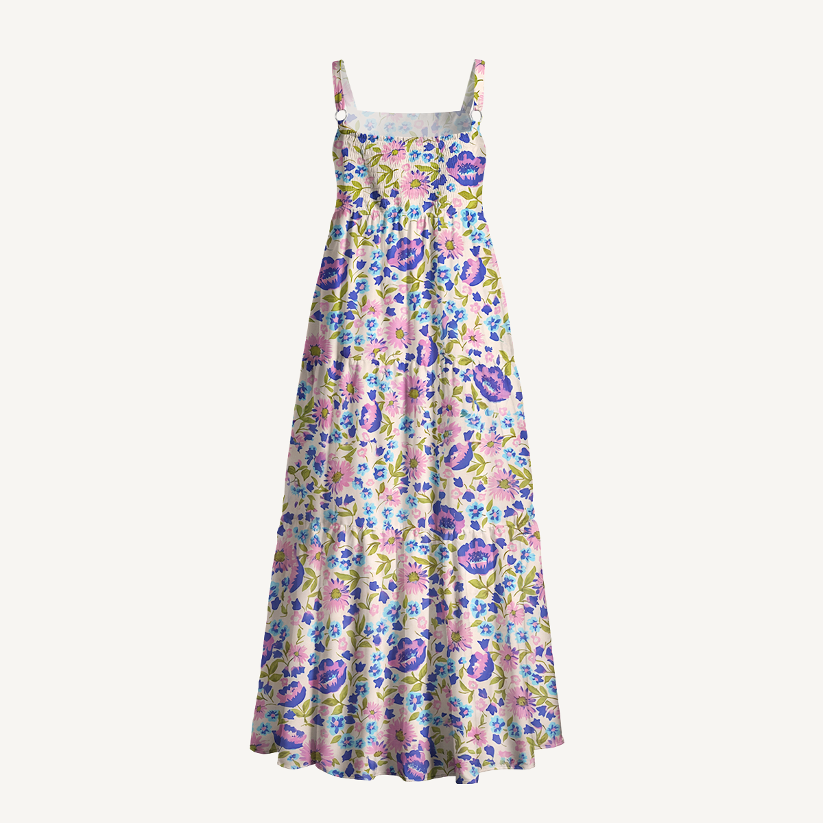 Square Neck Lavender Bloom Print Slip Dress