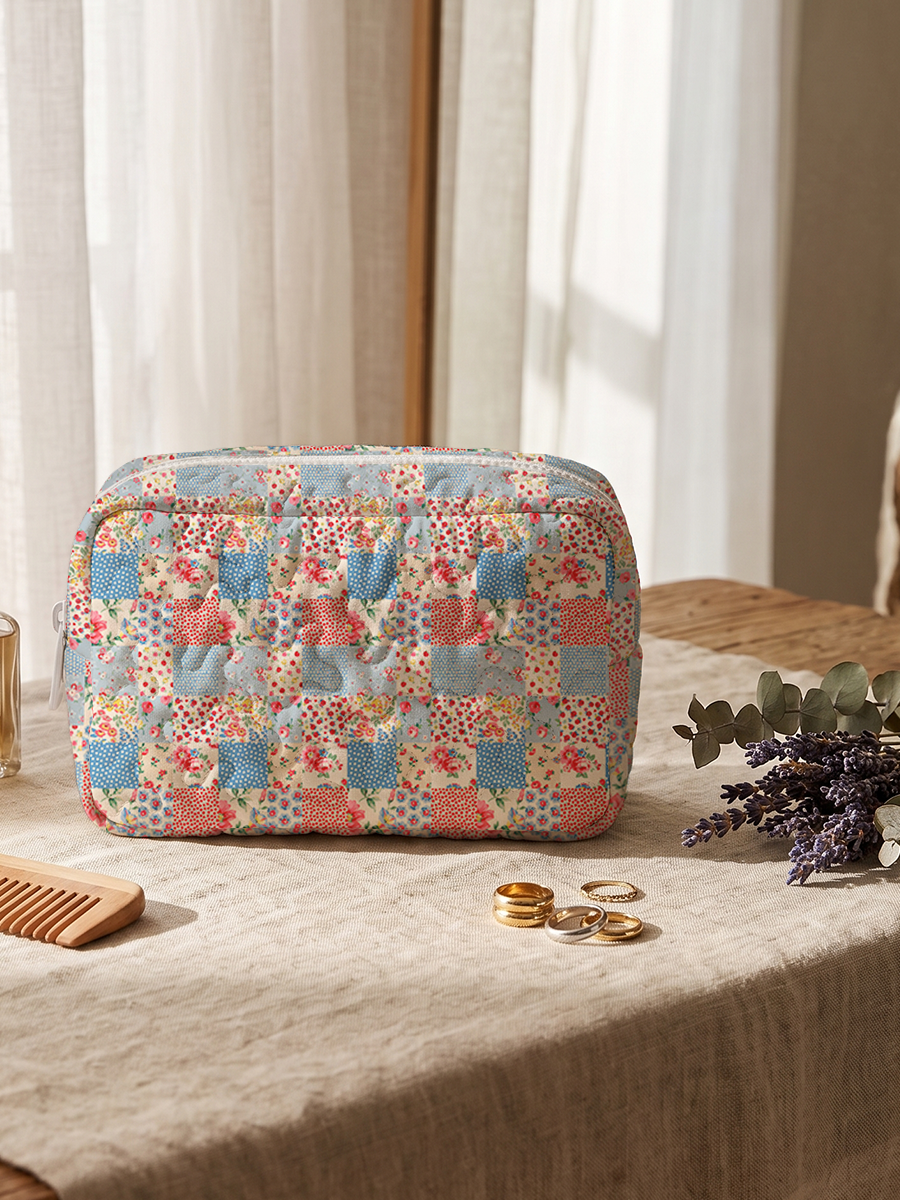 Print Cloud Quilted Cosmetic Pouch