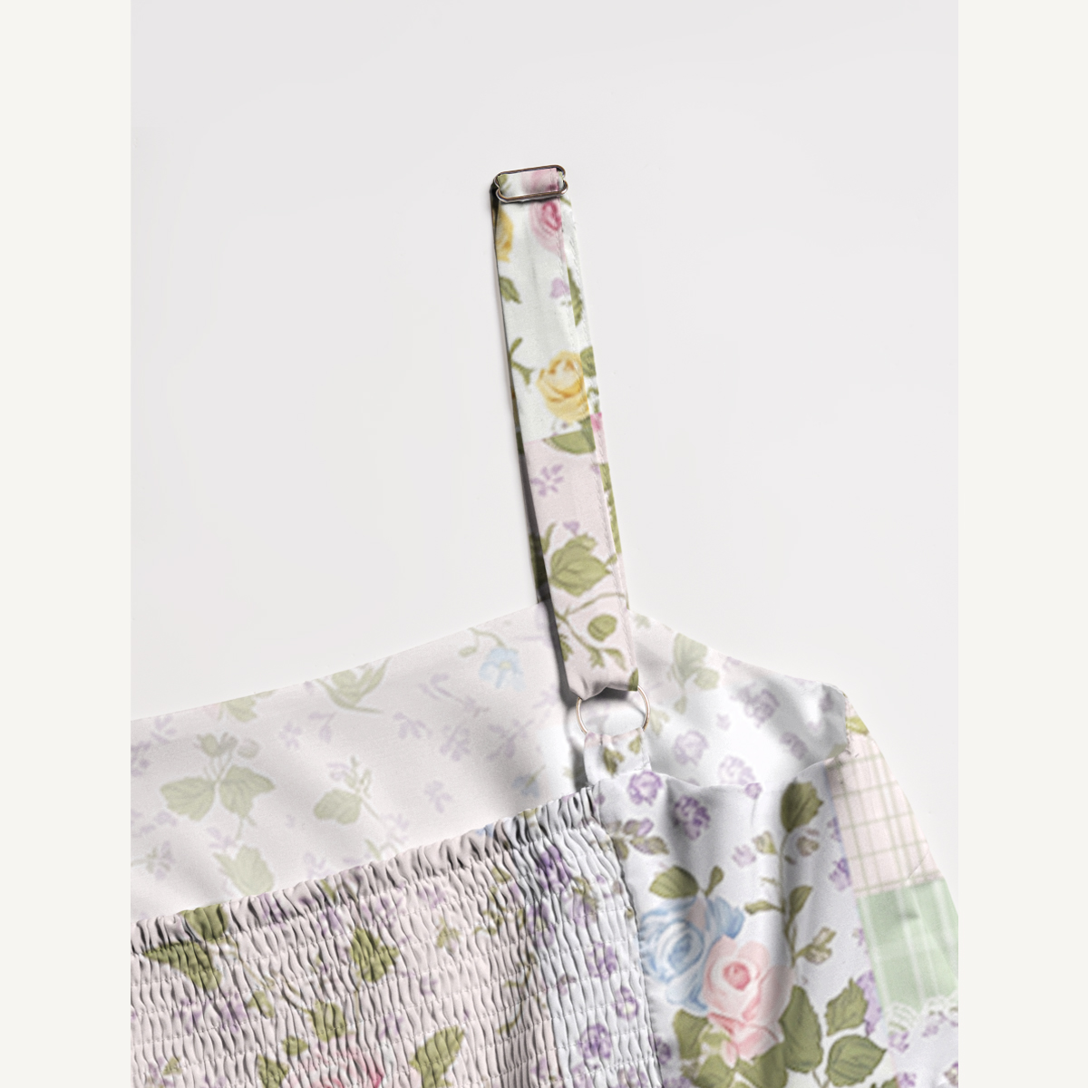 Pastel Rose Print Wide Straps Maxi Dress With Pockets