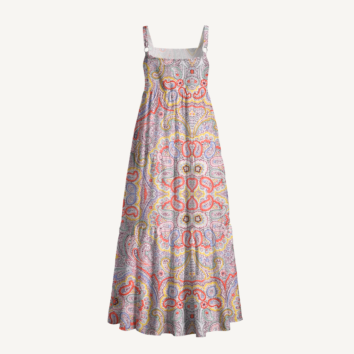Square Neck Sunrise Paisley Print Slip Dress