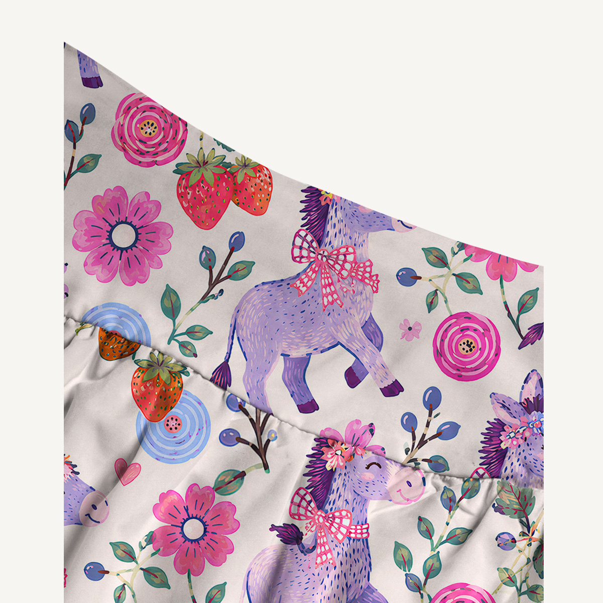 Strawberry Blossom Donkeys Print Convertible Maxi Skirt & Strapless Dress  