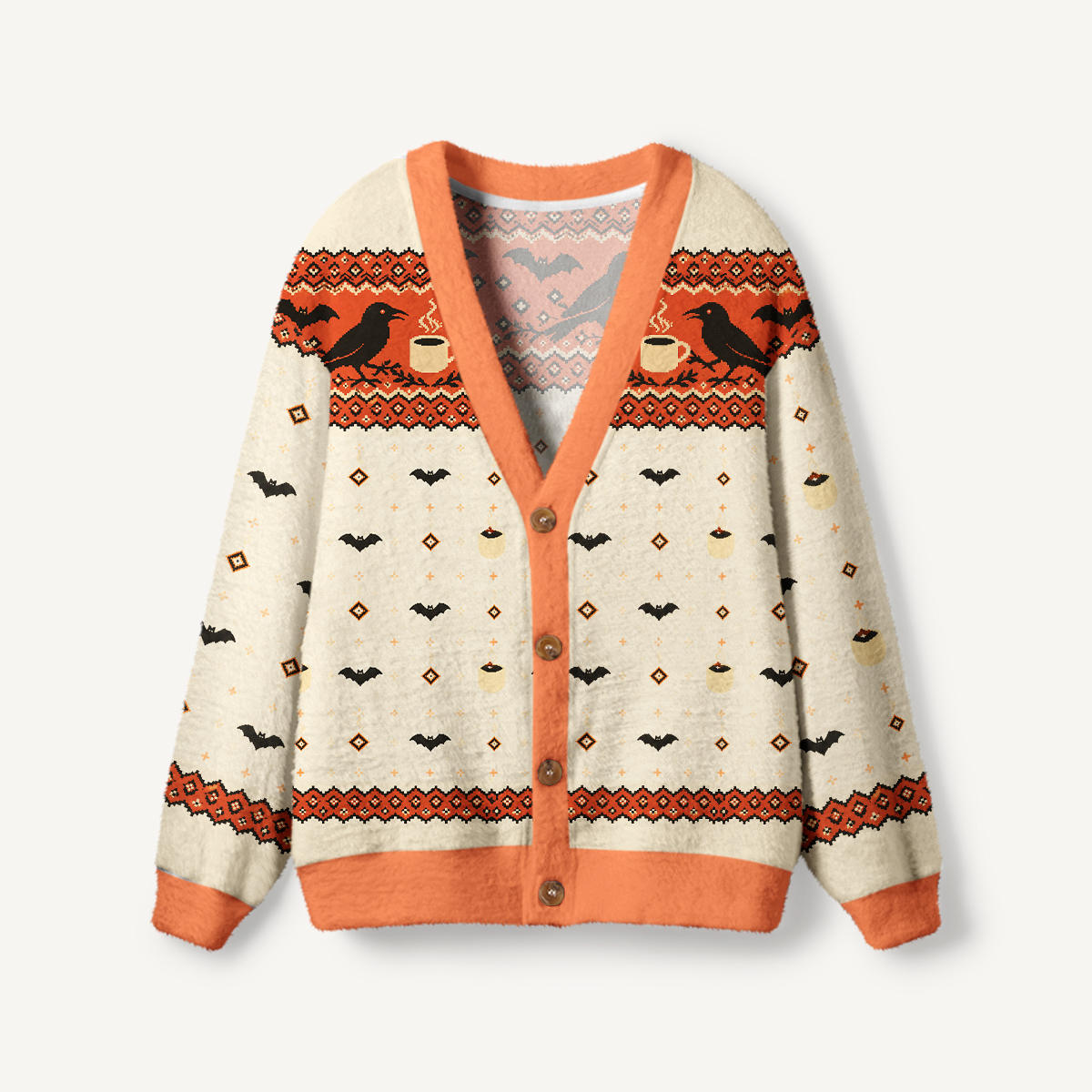 Autumn Raven Coffee Bat Ugly Cardigan Sweaters