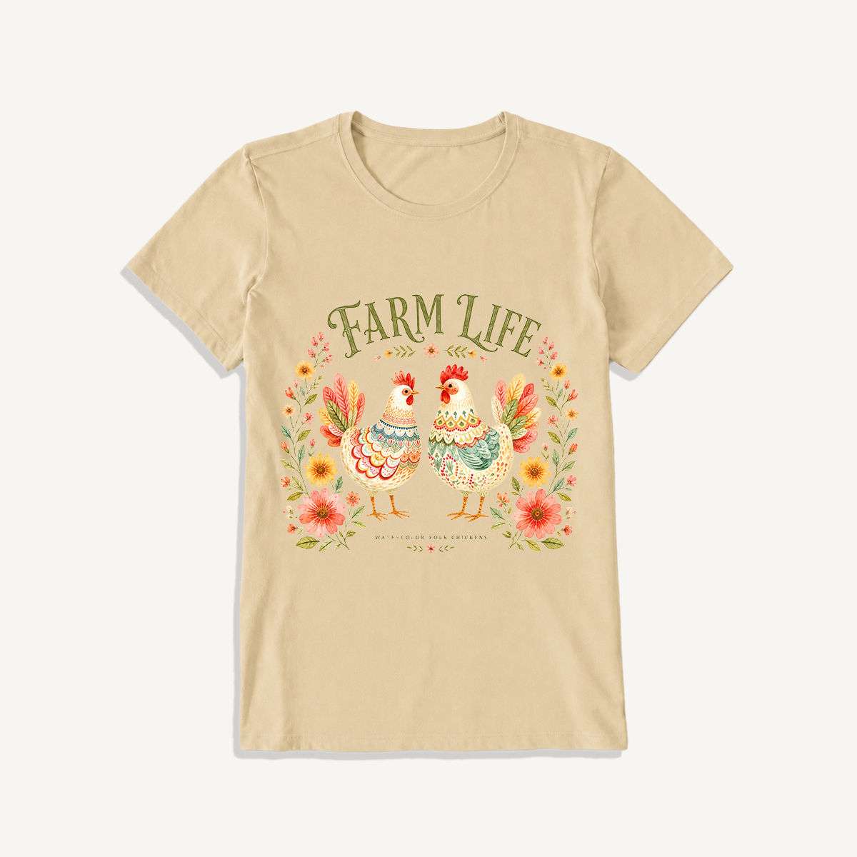 Cozy Farm Life Print Crew Neck Cotton Tee
