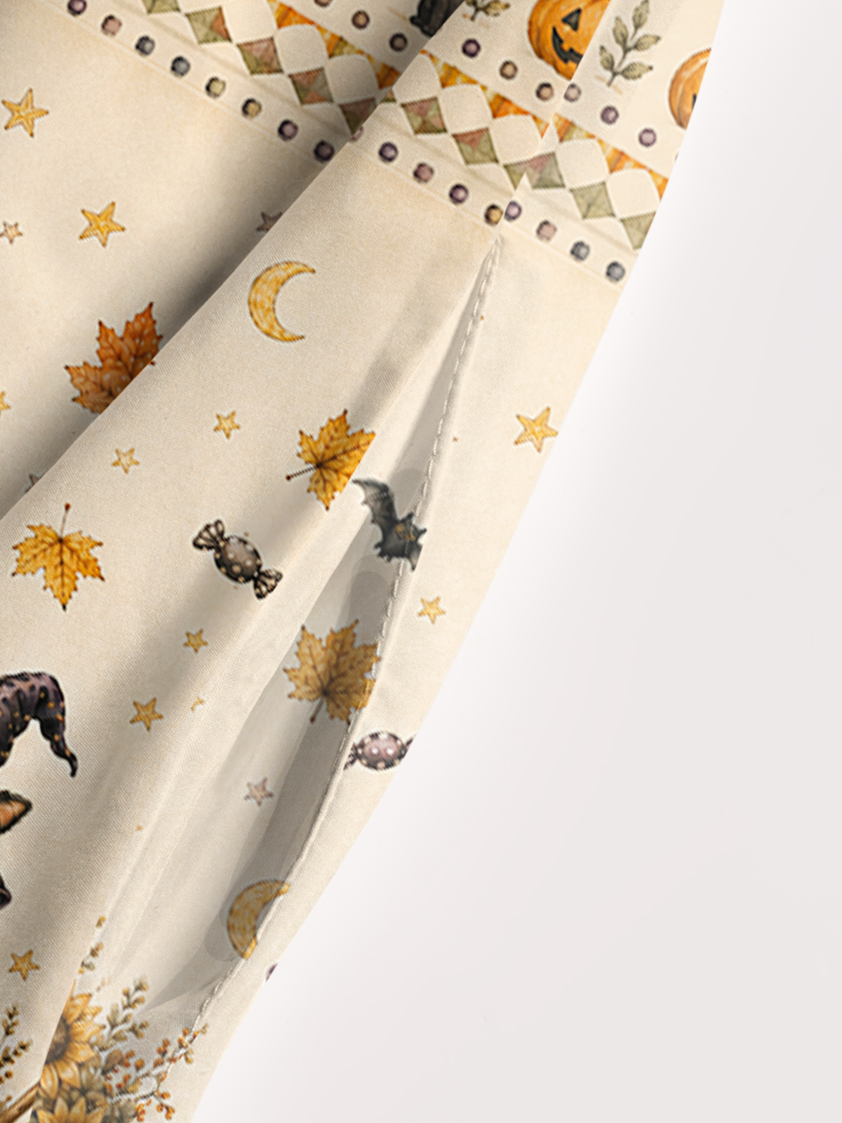 Spooky Cat & Pumpkin Print Wide Straps Maxi Dress With Pockets