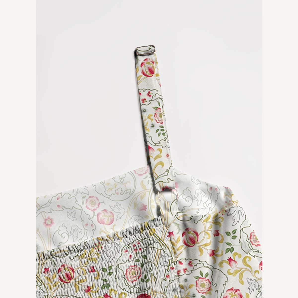 Square Neck Peony Vine Garden Print Slip Dress