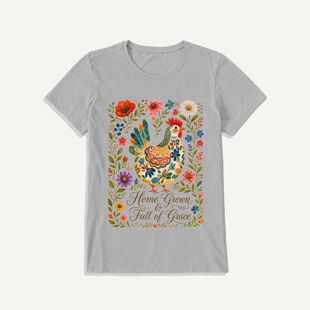 Vintage Hen Breed Guide Print Crew Neck Cotton Tee