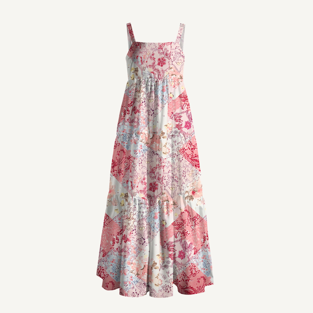 Shabby Chic Floral Patchwork Print Slip Dress