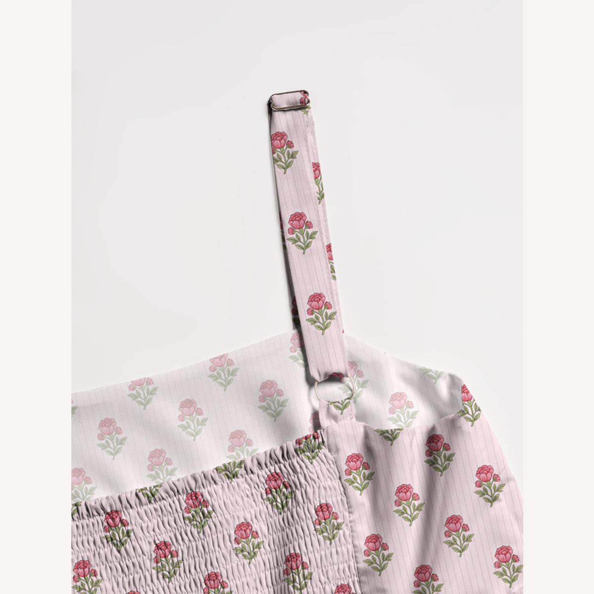 Square Neck Misty Rose Garden Print Slip Dress