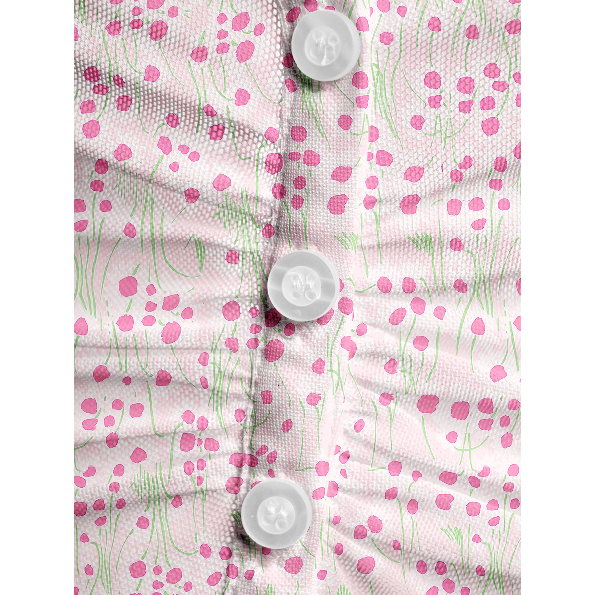 V-Neck Short Sleeve Pink Daisy Print Mesh Top