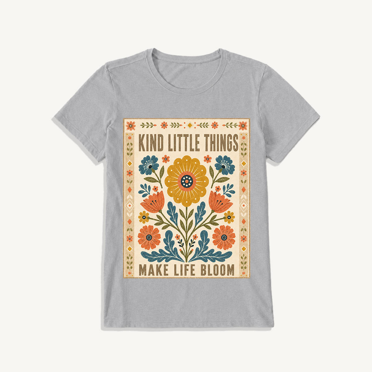 Kind Little Things Folk Bloom Print Crew Neck Cotton Tee