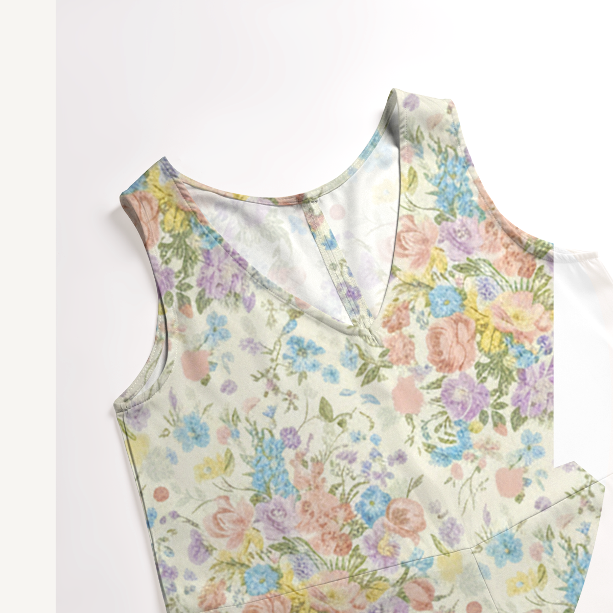 V-Neck Morning Dew Bouquet Boho Jumpsuit with Pockets for Women