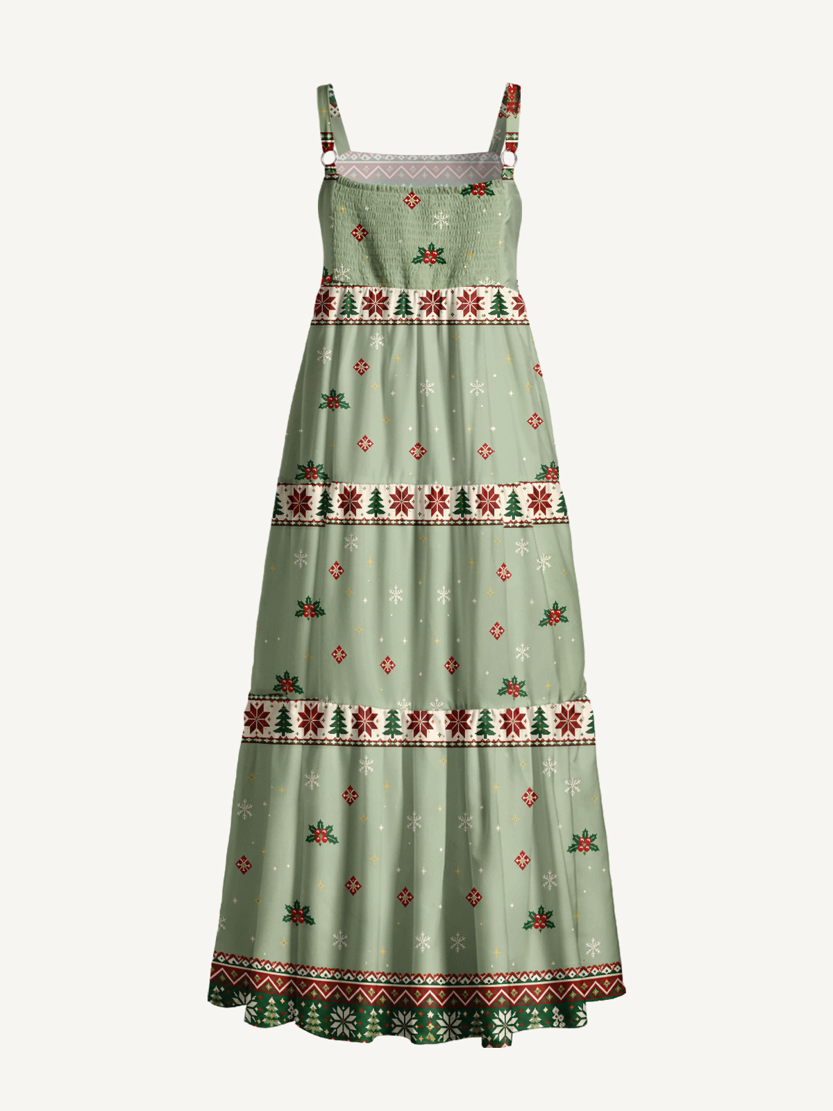 Tipsy Christmas Cat Wine Print Wide Straps Maxi Dress With Pockets
