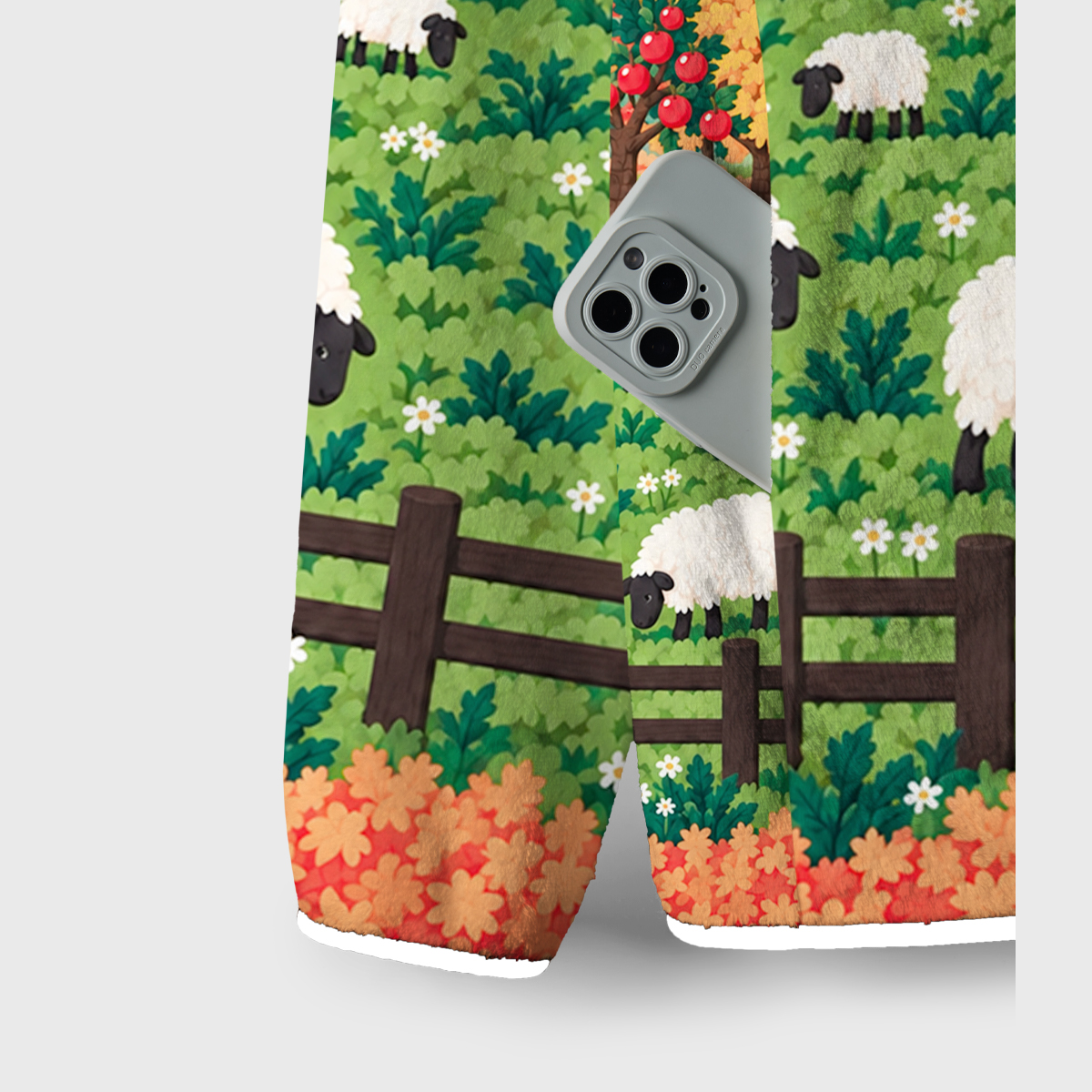 Rustic Countryside Orchard & Sheep Fleece Jacket