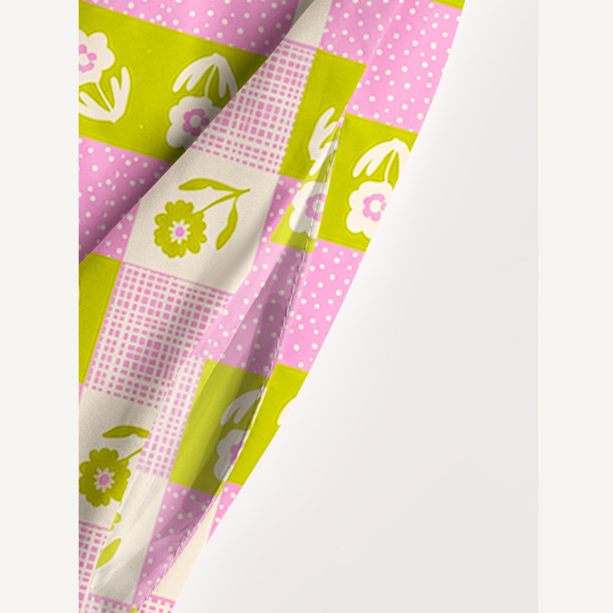 Spring Picnic Patchwor Print Wide Straps Maxi Dress With Pockets