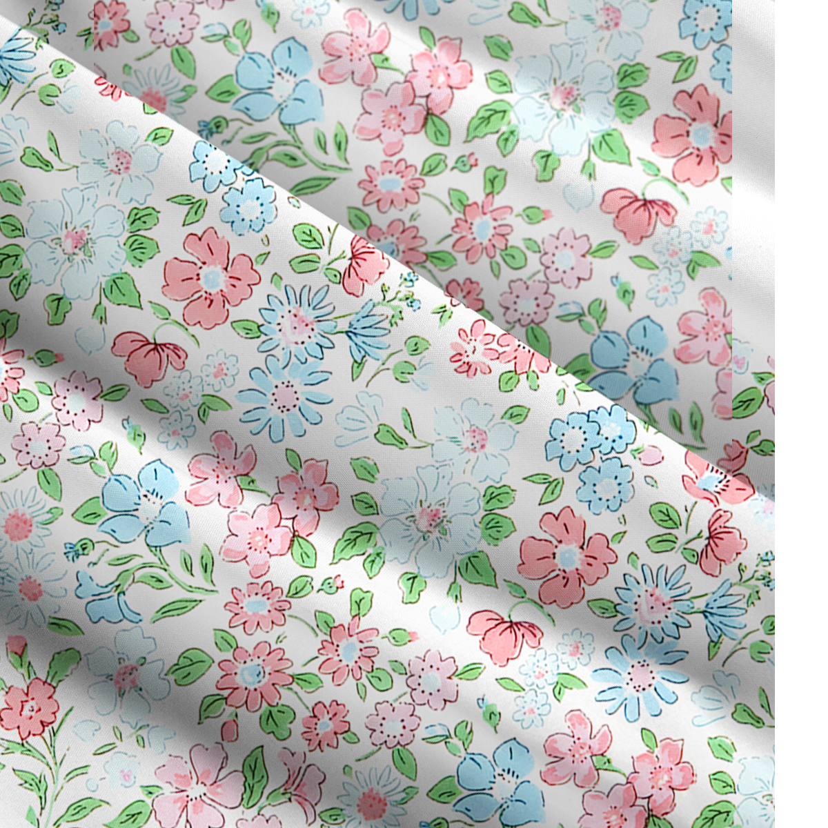 Square Neck Pastel Cottage Floral Print Slip Dress