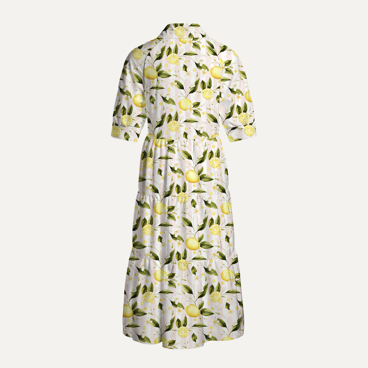 Lemon Grove Sunshine Print Casual Midi Dress With Pockets