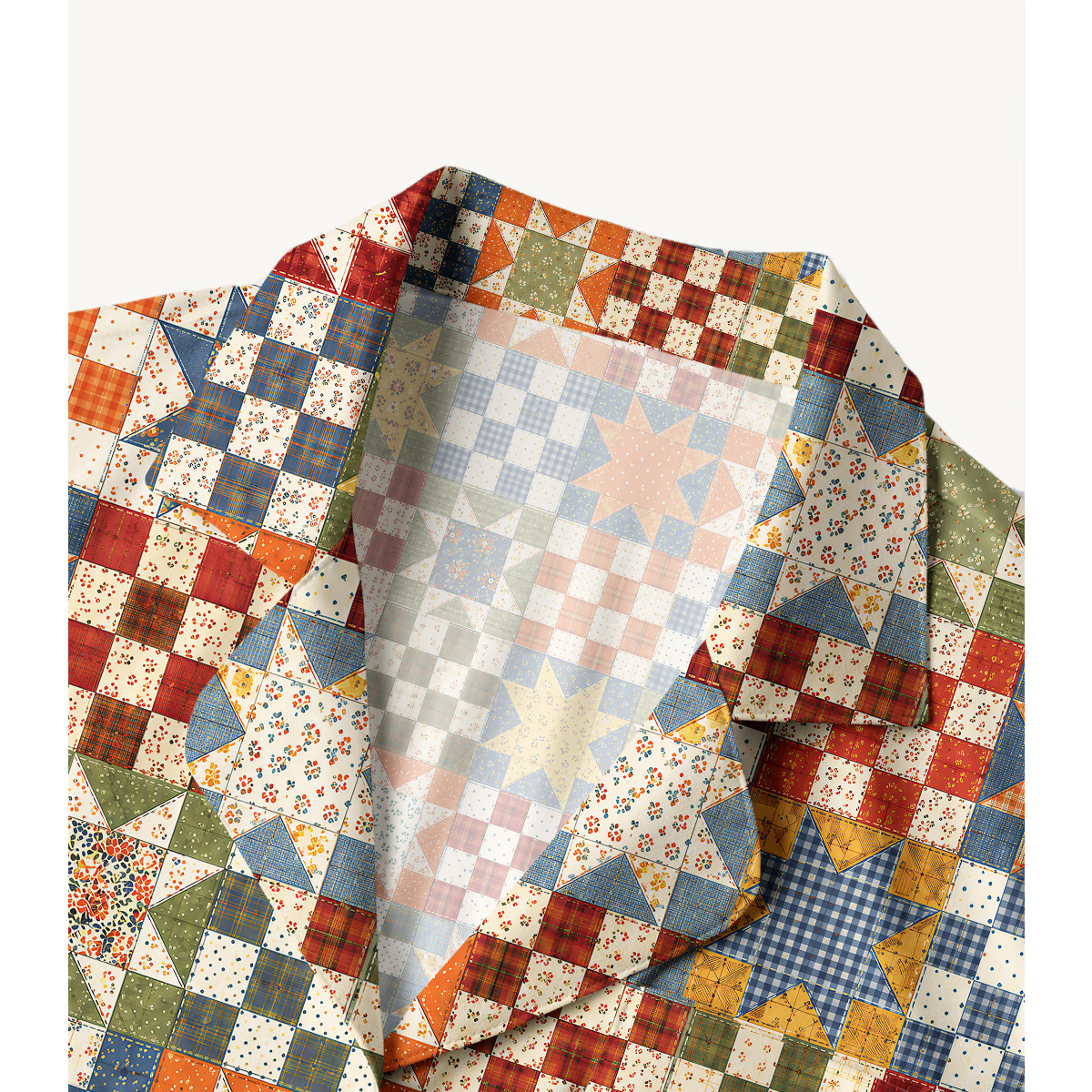 Vintage Star Quilt Patchwork Long Pajama Set 