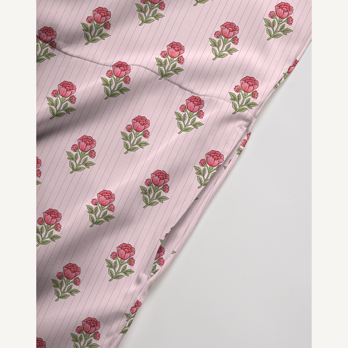 V-Neck Misty Rose Garden Boho Jumpsuit with Pockets for Women