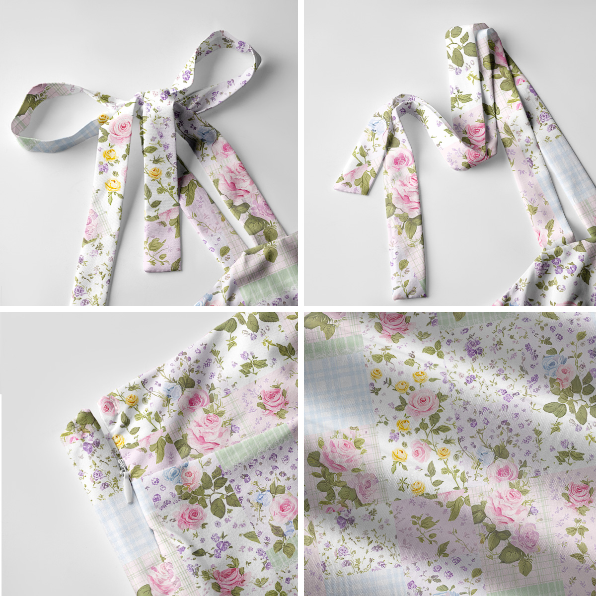 Pastel Rose Print Bow Strap Maxi Dress