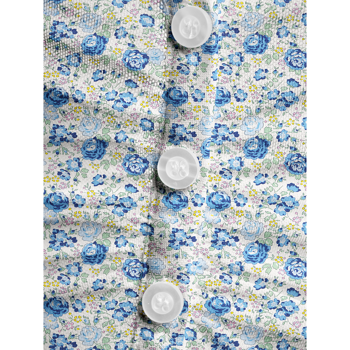 V-Neck Short Sleeve Blue Rose Floral Print Mesh Top