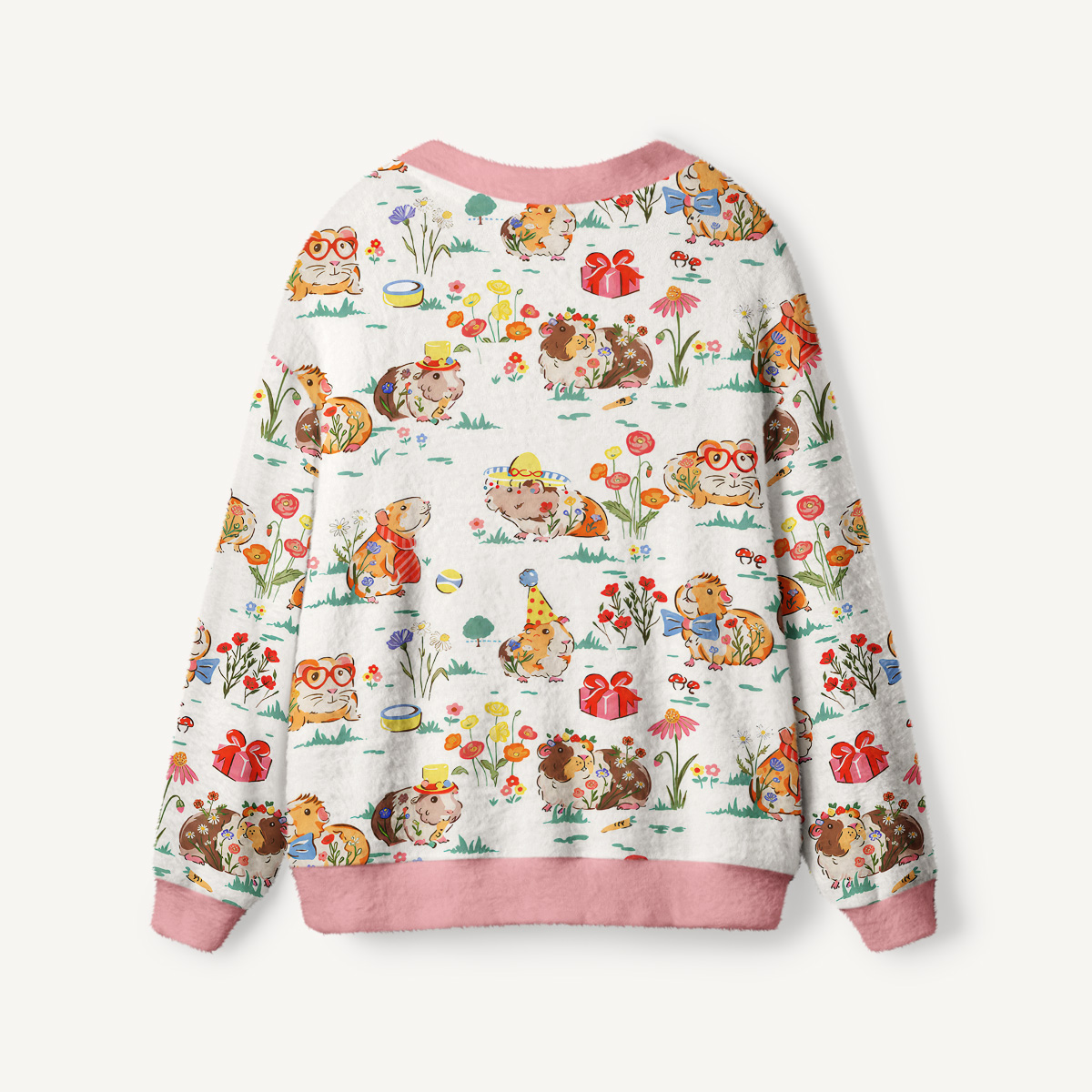 Guinea Pig Picnic Print Ugly Cardigan Sweaters