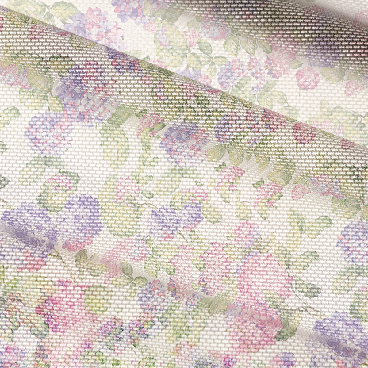 V-Neck Short Sleeve Lilac Hydrangea Print Mesh Top