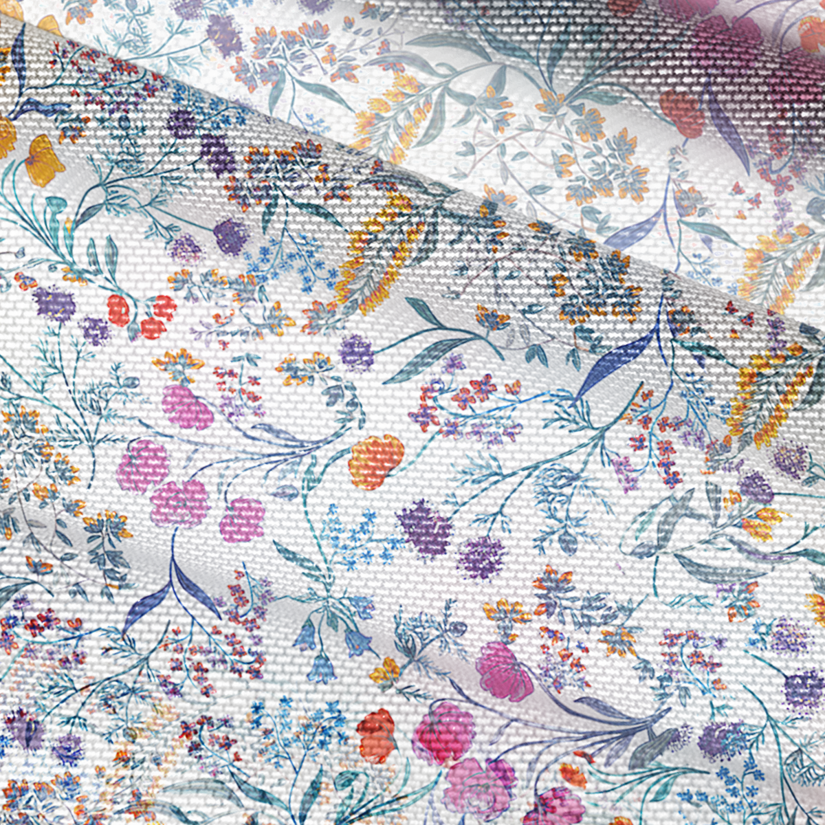 V-Neck Short Sleeve Fiery Meadow Print Mesh Top