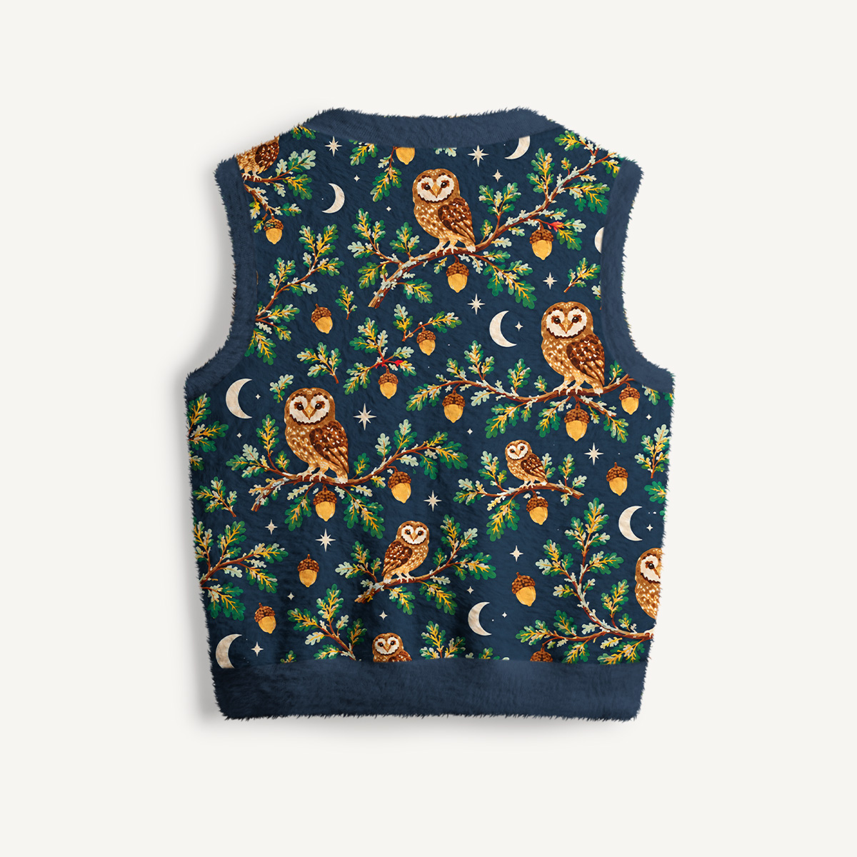 Vintage Night Sky Owls Print V-Neck Sweater Vest