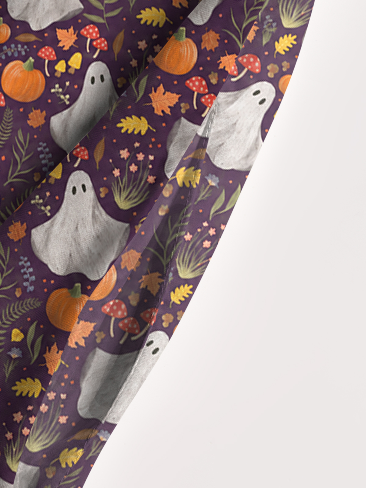 Halloween Ghosts, Pumpkins & Mushrooms Print Wide Straps Maxi Dress With Pockets