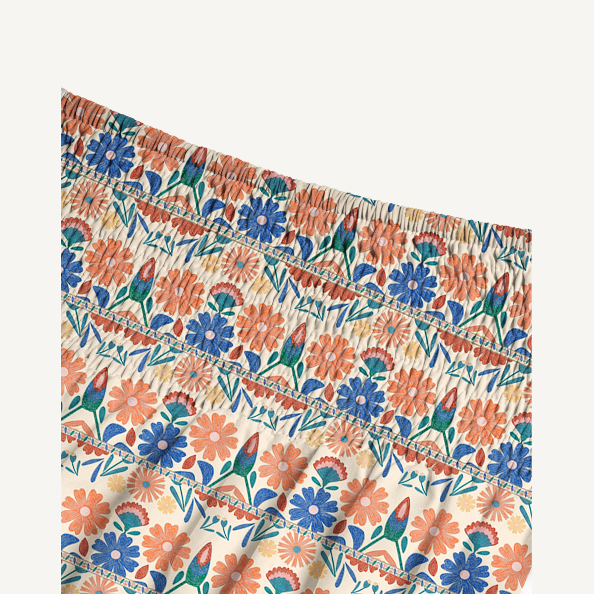 Bohemian Folk Floral Stripe Print Maxi Skirt