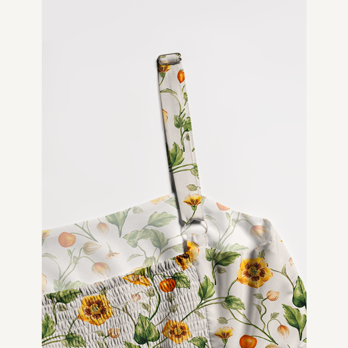 Square Neck Golden Field Print Slip Dress