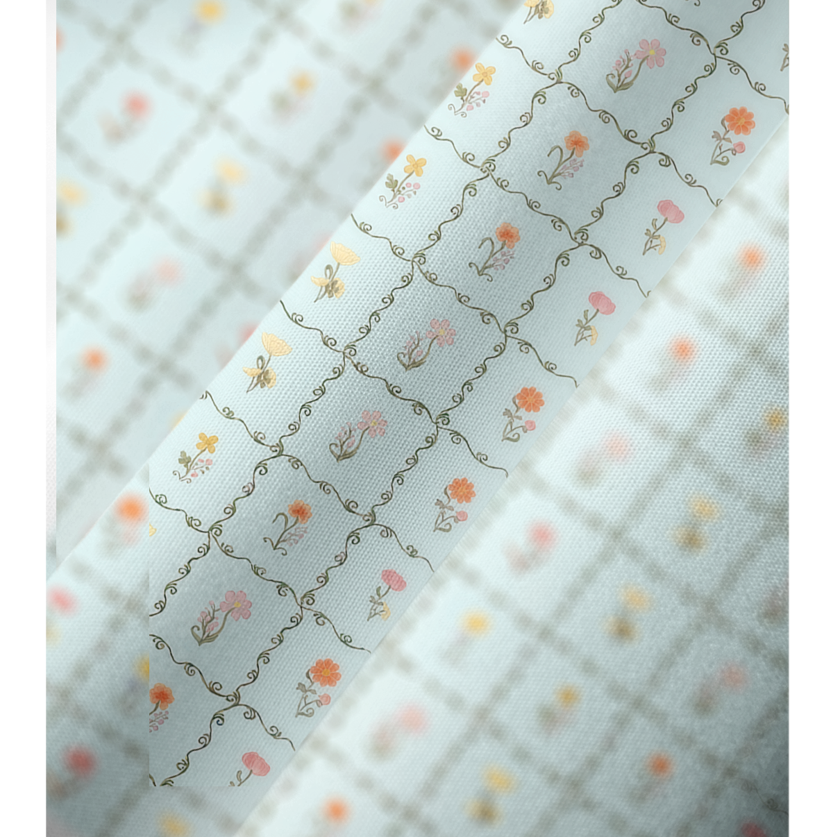  V‑Neck Sunny Garden Tiles Kimono Sleeve Kaftan Dress