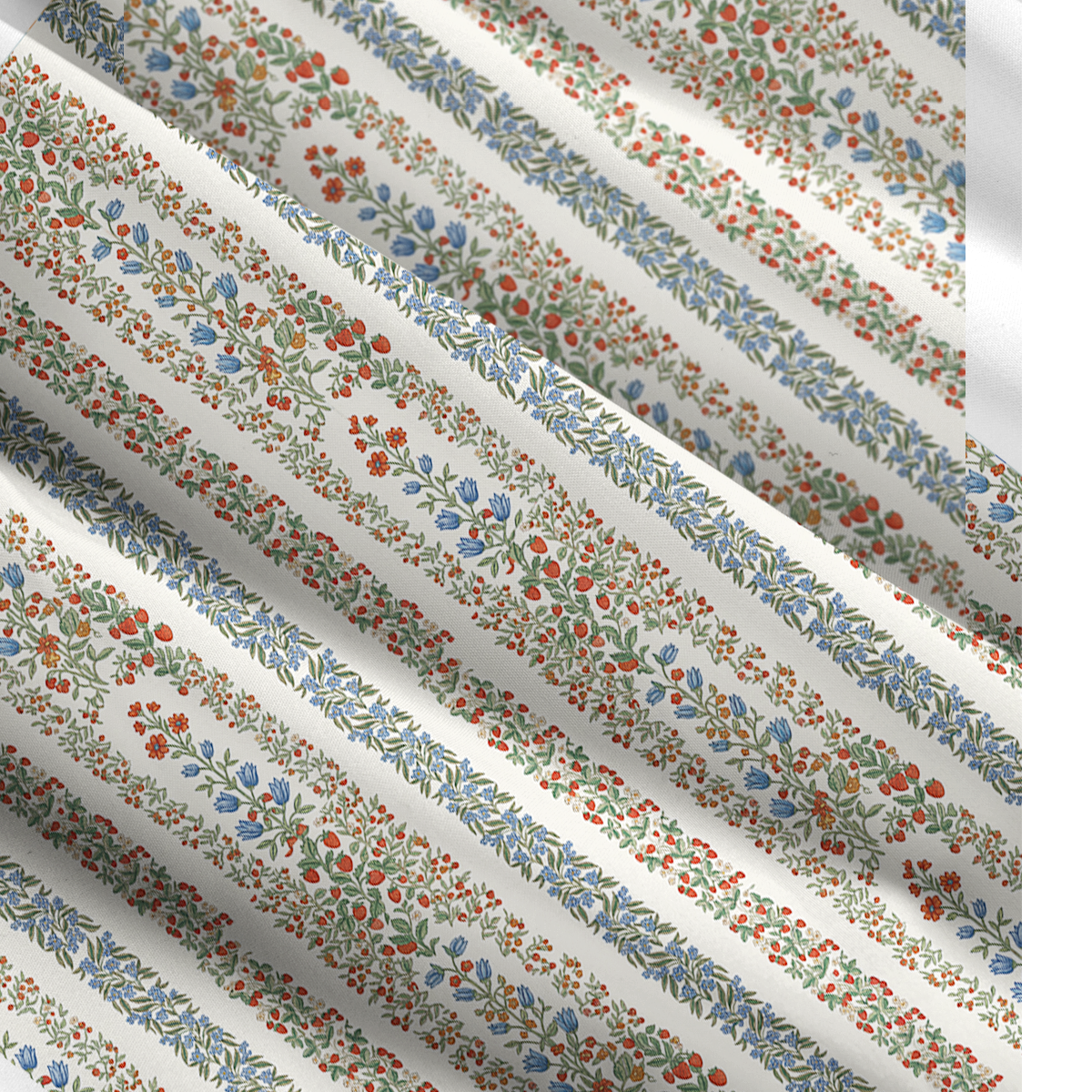 Square Neck Strawberry Vine Tales Print Slip Dress