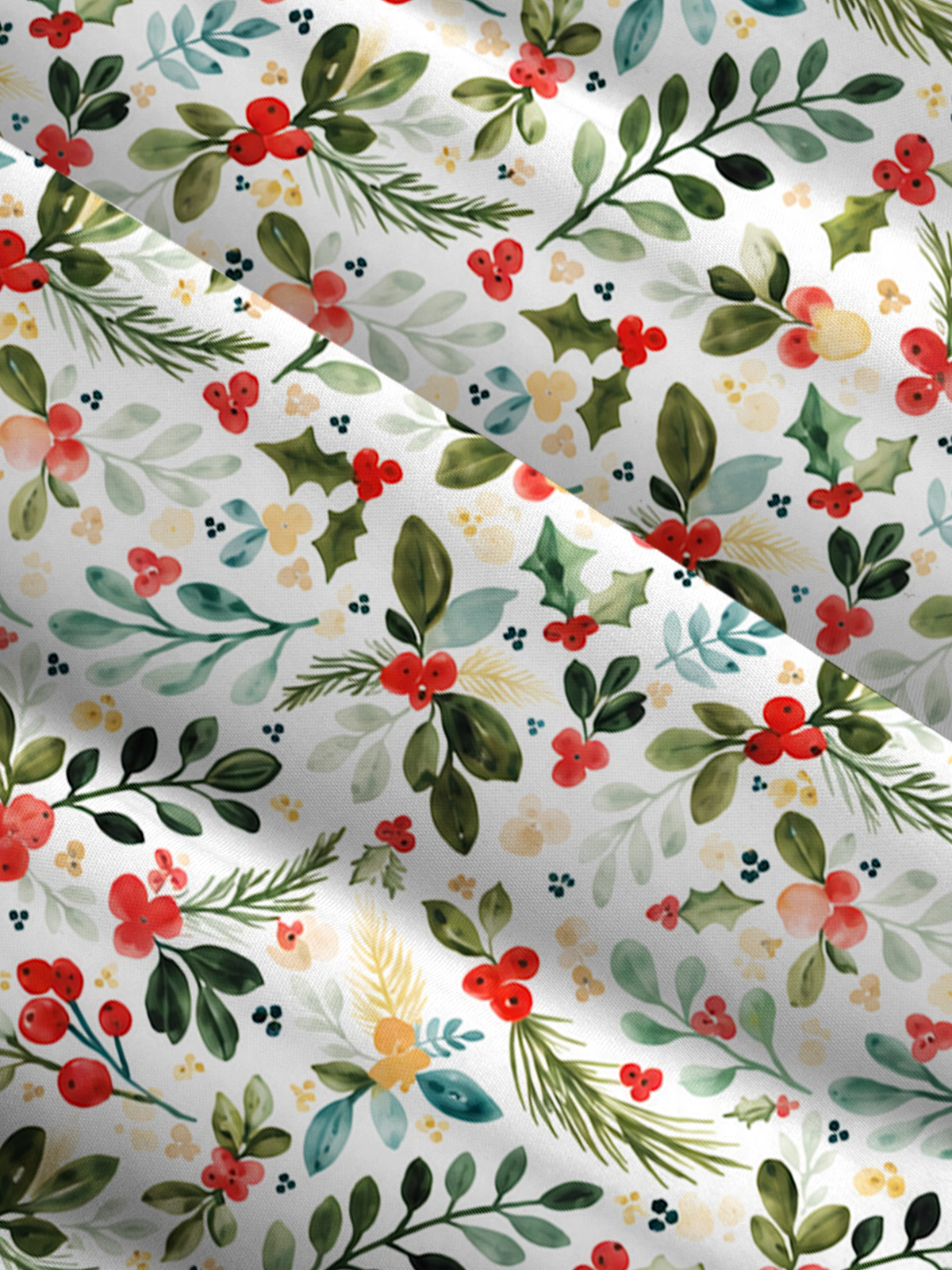 Christmas Holly Berry & Pine Print Wide Straps Maxi Dress With Pockets