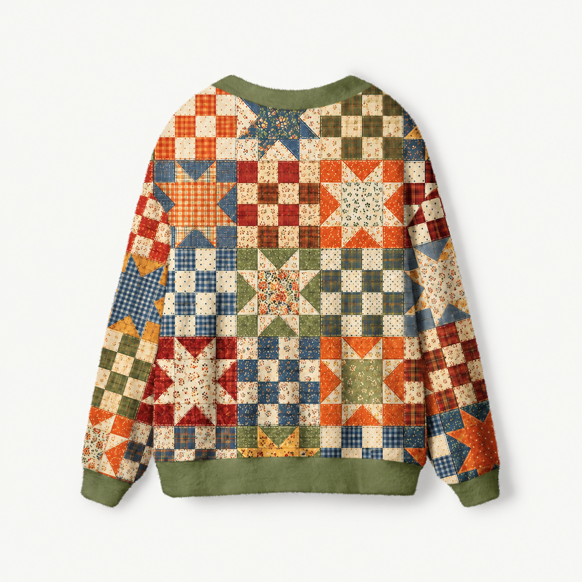 Vintage Star Quilt Patchwork Print Ugly Cardigan Sweaters