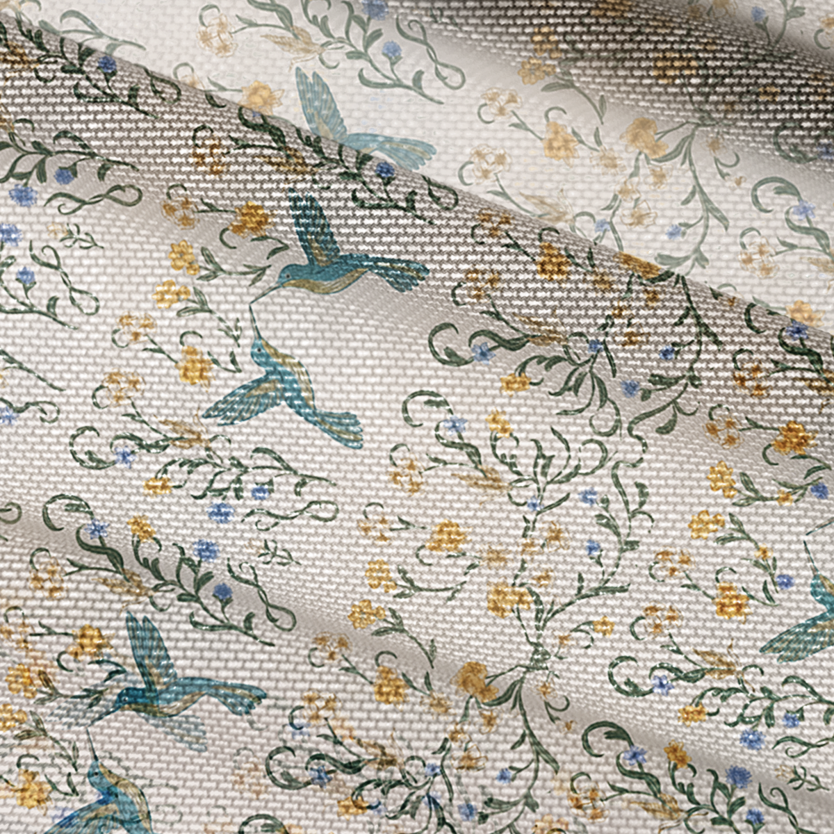 V-Neck Short Sleeve Whispering Hummingbird Print Mesh Top