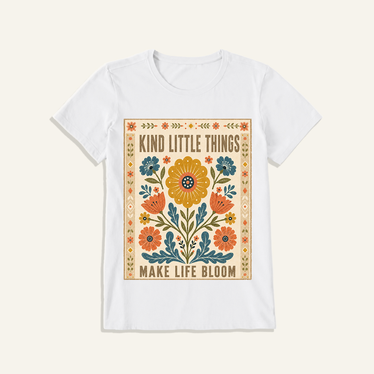 Kind Little Things Folk Bloom Print Crew Neck Cotton Tee