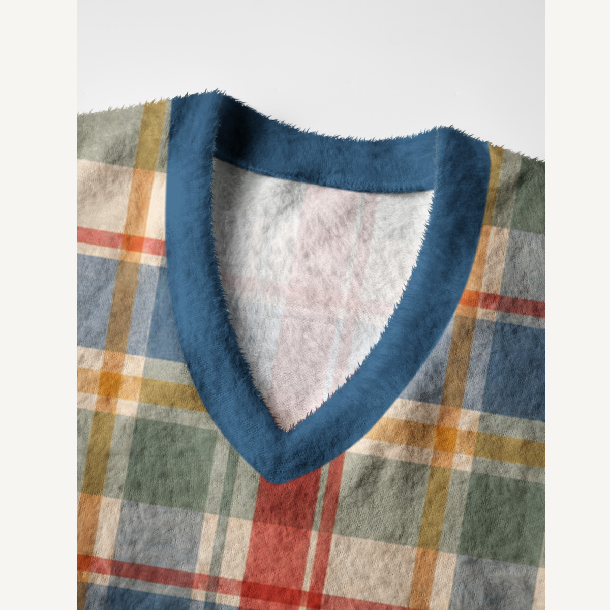 Classic Country Tartan Horse Print V-Neck Sweater Vest