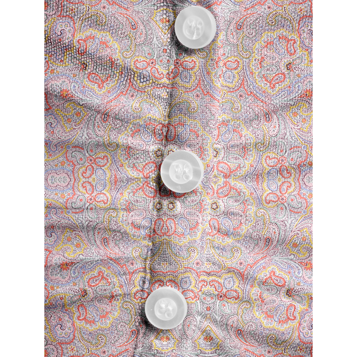 V-Neck Short Sleeve Sunrise Paisley Print Mesh Top