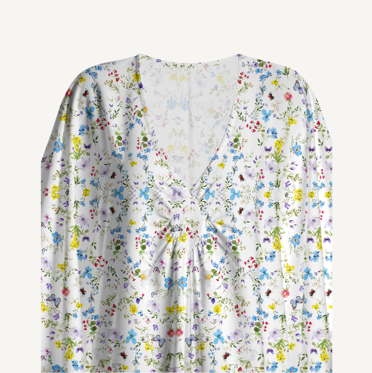  V‑Neck Butterfly Trail Kimono Sleeve Kaftan Dress