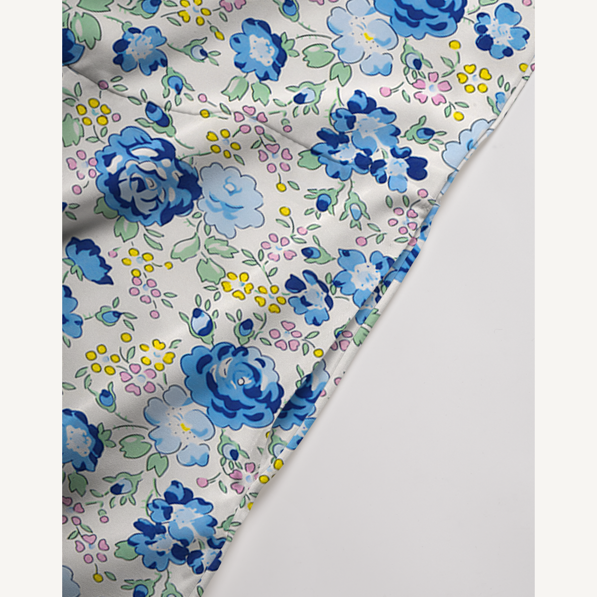 V-Neck Blue Rose Floral Boho Jumpsuit with Pockets for Women